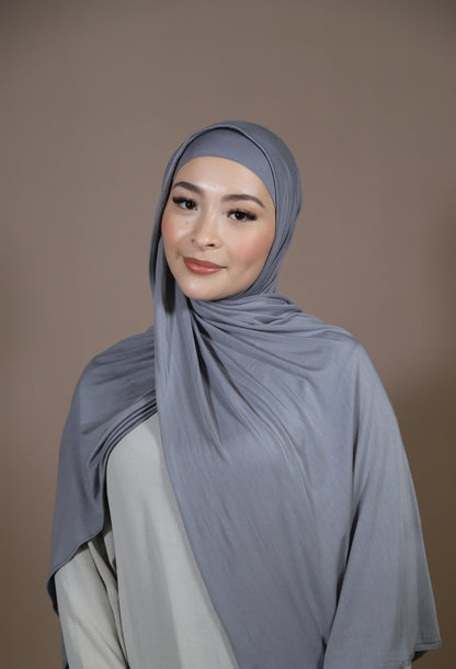 Light Grey Bundle - Premium Jersey Hijab mit matchendem Jersey Schlauch-Bone