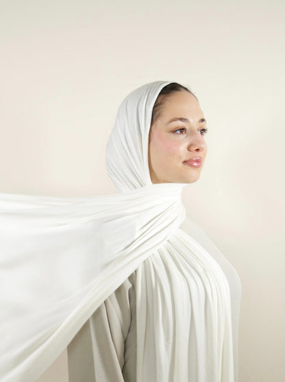 Premium Jersey Hijab - Dubai White